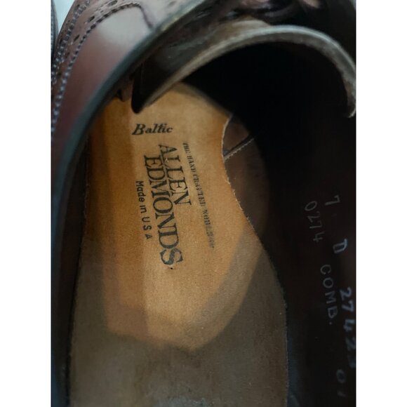 Allen Edmonds Mens Brogue Oxford Dress Shoes Size 7D Brown Leather - Picture 15 of 15